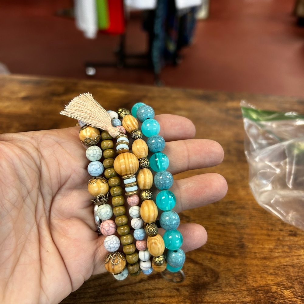 Source Unknown Turquoise and Earth Tone Bracelet Set - Picture 3 of 4
